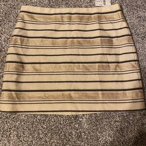 NWT J. Crew Womens Gold and Black Striped Mini Skirt Sz 2